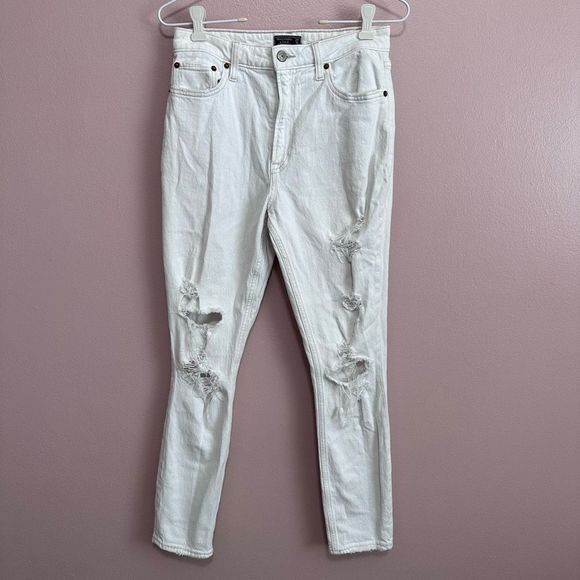 Abercrombie & Fitch Simone high rise slim white jeans 4 - Picture 2 of 6